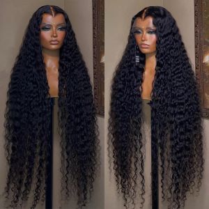 2024 40 Inch 13*4 Indian HD Deep Curly Lace Front Wig Human Hair Glueless Deep Wave Frontal Wig Wet and Wavy Synthetic Wig for Black Women