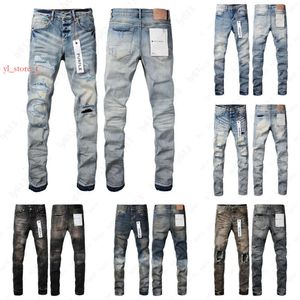 Designer jeans män lila jeans märke jeans baggy denim byxa ruin hål byxor höjd kvalitet broderare nödställd rippad kvinna jeans a1