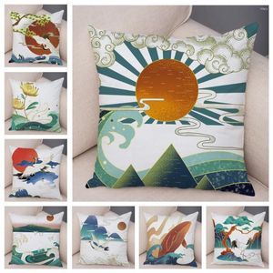 Travesseiro Japão, estilo impressa pela travesseiro de travesseiro macio decoração geométrica de capa de desenho animado para sofá carro 45 45cm