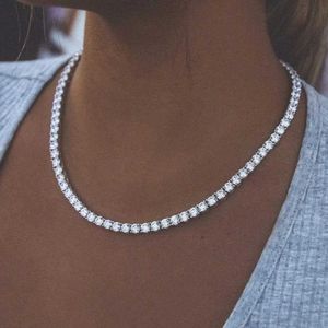 Tennis Rap Singer Jewelry Big Water Diamond Tennis Necklace Womens Hip Hop Punk Crystal Chain Necklace d240514