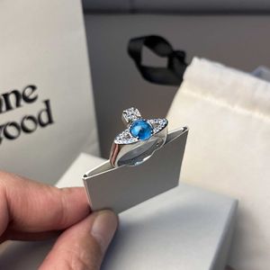 Designer Westwoods Petulla Full Diamond Transit Pearl Saturn Ring Nail