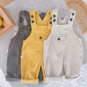 Overalls New Solid Color Childrens Girls and Boys Corduroy Pendant d240516