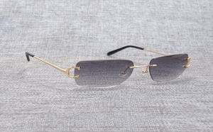 Vintage bez obręczy kwadratowe okulary przeciwsłoneczne C MĘŻCZYZNIE OCULOS CHOLE DIOND CUTHTING METAL RAME Owalne Gafas Kobiety do jazdy na plaży 8656857