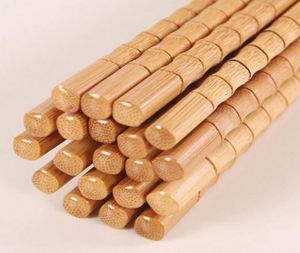 手作りの天然竹の木製箸健康中国語炭化チョップスティック再利用可能な寿司スティックギフトテーブルウェア7776819