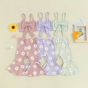 Set di abbigliamento 1-5 anni BAMBINA 2 pc Outfit estivi Tops Cami Manleeveless + Pantaloni da stampa Daisy Set di vestiti per ragazze per bambini