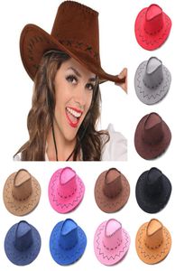 Moda vintage cowboy chapéu de cowboy estilo ocidental camurça ampla jazz chapéu feltro chapé fedora acessório de vestido sofisticado para homens mulheres4980855