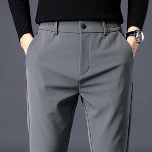 Men's Pants Spring Summer Thin Mens Business Casual Pants High Elastic Jogger Slim Straight Korean Brand Trousers Clothes Black Gray Blue Y240514