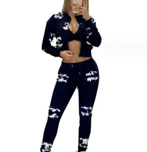 Womens Tracksuits Fall Knit 2 Piece Set Designer Luxury Jacket Oversized Diamond Plovers Top Harem Pants Suits Drop Delivery Apparel C Dhycu