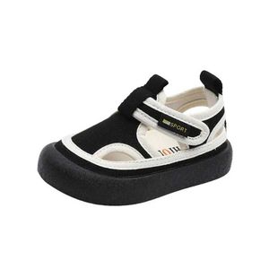 Sandals New Summer Childrens Canvas Shoes Breathable Closed Toe Childrens Sandals Anti slip Fashion Childrens Girls and Boys Sandals EU 15-28 d240515