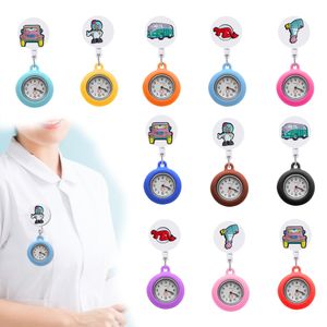 Party Favor Float Series Clip Pocket Watches Dractable Badge Reel Hanging Quartz FOB Doctor Nurse Watch for Women and Men Sile Glow Otndv