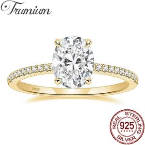 Wedding Rings Trumium 3ct Official 925 Sterling Silver Engagement Ring Womens Oval Cut Cubic Zircon Promise Exquisite Jewelry Q240514