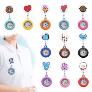 Andere Uhren Bt21 17 Clip -Taschenbrosche Quarz Bewegung Stethoskop Retractable FOB Watch Nurse Badge Accessoires mit Second Hand la othrp