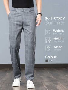 Męskie spodnie Summer Thin England Play Work Elastyczne spodnie dla męskich Business Fashion Ultra cienkie odzież Odzież Męki Y240514