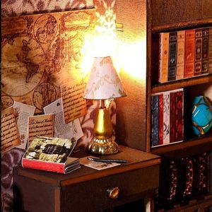 Architektur/DIY House DIY Book Nook Kit Holzpuppenhäuser Puzzle Bücherregal Einsatzdekor mit LED Light Doll House Modell Einsatz Buchend Building Kit Kit