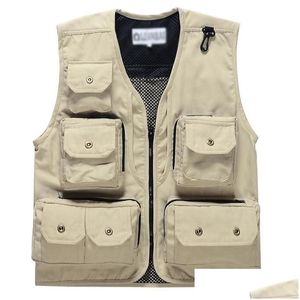 Mens Vests Exquisite Outdoor Pography Vest Advertising Workwear Volunteer Mti-Pocket Safari Style With Breattable Net Drop Delivery AP Dhjec