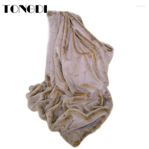 Blankets TONGDI Plush Soft Warm Raschel Synthetic Hair Throw Blanket Thick Luxury For Girl Gift Winter Couch Cover Bed Sofa