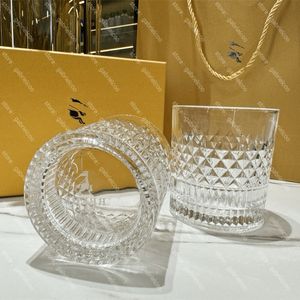 Designer uísque par vidro de vidro de vidro casa criativa diamante cortado vidro de vidro logotipo imprimir impressão transparente de cristal copo de bar