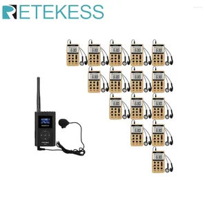 Microphones Retekess FT11 FM sändare 1 st v112 mottagare 15st trådlöst reseguide system för konferensmöteutbildning