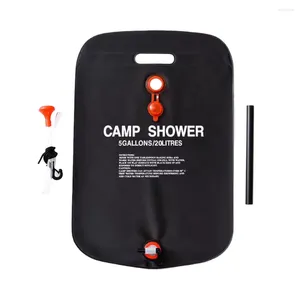 Vattenflaskor 5 gallon/20L bärbar camping duschväska med avtagbar slang och soluppvärmning