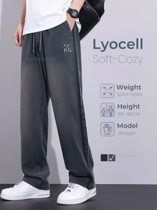 Mężczyźni Spodnie odzieżowe Summer cienki liokomórka miękkie luźne spodnie elastyczne talia swobodne spodle w stylu vintage męskie Plus rozmiar 5xl 240511
