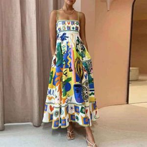 オーストラリアのドレス女性ファッショングラフィティプリントストラップレスストラップレスビッグスイングホリデーバケーションドレス無料船