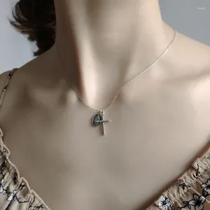 Hängen WTLTC Simple Virgin Mary Cross Chokers Halsband för kvinnor 925 Sterling Sliver Layered Boho Coin Double Pendant Choker