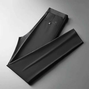 Men's Pants BROWON Brand Business Casual Men Pants 2024 Summer Bamboo Fiber Thin Trousers Male Mid Straight Regular Breathable Black Pants Y240514