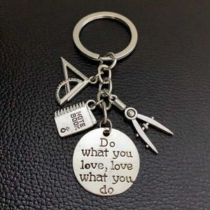 Schlüsselanhänger Lanyards 1PC tun Sie, was Sie lieben Schmucklehrer Schlüssel Ketten Studant Keyring Lineal Pencil Compass Charms für Geschenk Y240510