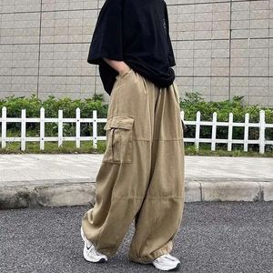 Men's Pants Y2k Streetwear Cargo Women Oversize Loose Harajuku Big Pockets Female Pant Fashion Straight Wide Leg Lady Hip Hop Trousers