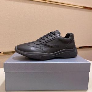 24SS Men Americas Cup Leather Sneakers Patent Leather Flat Trainers Black Mesh Lace-Up Casual Shoes Outdoor Runner Trainers Sport Shoes Storlek US12 5.14 01