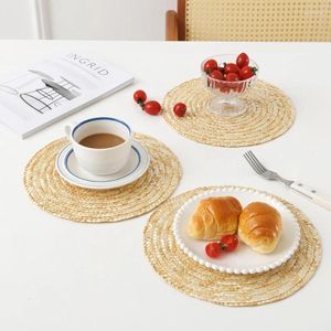 Tapetes de mesa palha tecido placemat wheat trança pad decoração de decoração de refeição de refeição de farmates de cozinha de cozinha