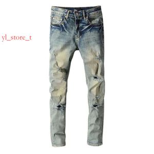 Jeans de gira de gira jeans europeu jeans jeans bordados colchas rasgadas para jeans vintage masculino de jeans de moda magro e magro jeans de jeans 71