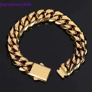 Charm Bracelets Hip Hop Rock Jewelry Free Custom Name Gold Plated Miami Cuban Link Chain Stainless Steel Bracelet For Men 230310