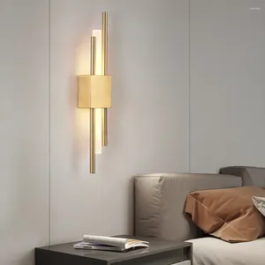 Wall Lamp LED Modern Sconces Room Decor 220V Copper Line Pipe Acrylic Lampshade Indoor Lighting Home Lights Fixture