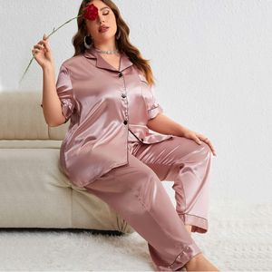 Denilyn Summer New Fashion Casual Two Piece Set Plus Size Lose Pants Pyjamas Thin Homewear F51550