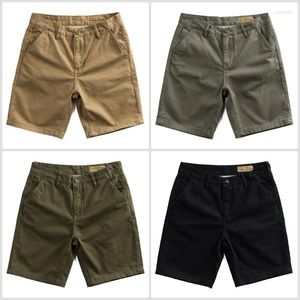 Men's Shorts Summer Texture Washed Casual For Foreign Trade Trendy Solid Color Large Cotton Work Clothes 5/4 Pants