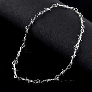 Chokers mini linia bransoletka żelaza Unisex Naszyjnik damski Hip Hop Gothic Punk z linią żądła małego ciernistego naszyjnika