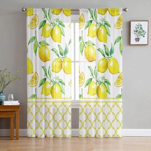 Curtain Fruit Fresh Lemon Yellow Moroccan Sheer Curtains For Living Room Decoration Window Kitchen Tulle Voile Organza