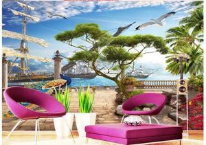 Bakgrunder Anpassad 3D -väggmålning Tv -TV -bakgrund Ageiska hamnfartyg Väggväggmålningar Natur Hemdekoration Papel de Parede
