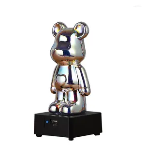 Настольные лампы мультфильм медведь красочный Bluetooth -дистанционный динамик 3D Creative Glass Nightlight Atmospher