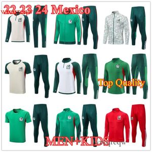 2023 Meksika Trailsuits Futbol Formaları Eğitim Takımı Raul Chicharito Lozano Dos Santos Futbol Spor Giyim Erkek ve Çocuk Kiti Ceket Yarım Zip Survetement