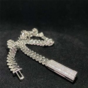 10 mm drobna biżuteria niestandardowa moissanit zapięcie kubańskie 925 Sterling Srebrny Hip Hop Men Bling Diamond Link Łańcuch