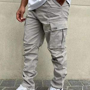 Men's Pants Elastic Waist Lady Trousers Versatile Cargo Stylish Multi-pocket Design Comfortable Mid Casual Men