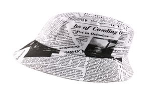 Black White Letter Newspaper Stampa cappello da sole Fashion Hats Fisherman Cappelli da uomo Donne Street Hip Hop Bucket Cappello Cap9389378