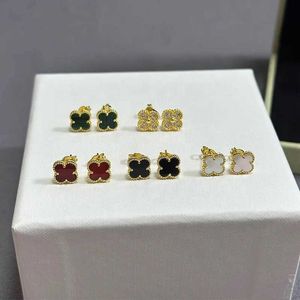 أقراط نبيلة الفاخرة تراوحت عن عائلة S925 Clover Mini أقراط Natural Fritillaria 18K