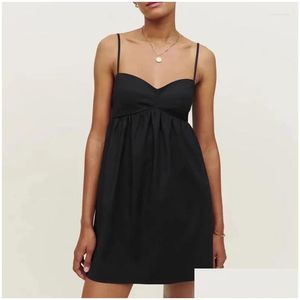Basic Casual Dresses French Retro Sling Dress For Womans V-Neck Strap And Waist Slim Lady Sexy Mini Holiday Clothes Drop Delivery Dhtzv