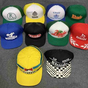Rhude Flat Hat Classic Printed MES Baseball Cap Womens Casquette Street Hip-Hop Designer Caps Trendy Brand Fashion Hats CSD2404272 6vih