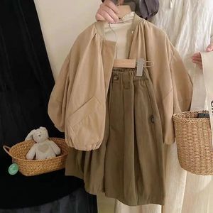 Giacche da ragazze cappotto in stile coreano abbigliamento per bambini 2024 giacca da baseball alla moda autunno casual semplice per tutta la partita