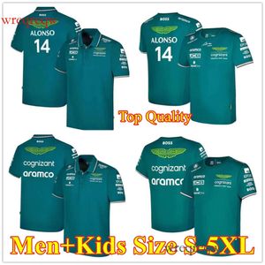 قمصان عالية الجودة Aston Martin Jerseys T-Shirt AMF1 2022 23 رجالًا و Kids Official Boys Girls Fernando Alonso T-Shirt Formula 1 Racing Suit F1 Moto