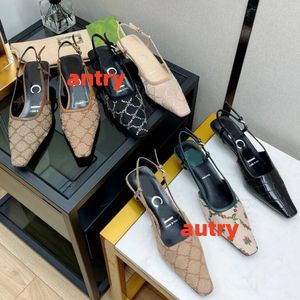 Dress Shoes Lace up shallow cut shoes Slingback high heels Sandals Mid Heel Black mesh with crystals sparkling Print shoes Leather summer Ankle Strap Slippers